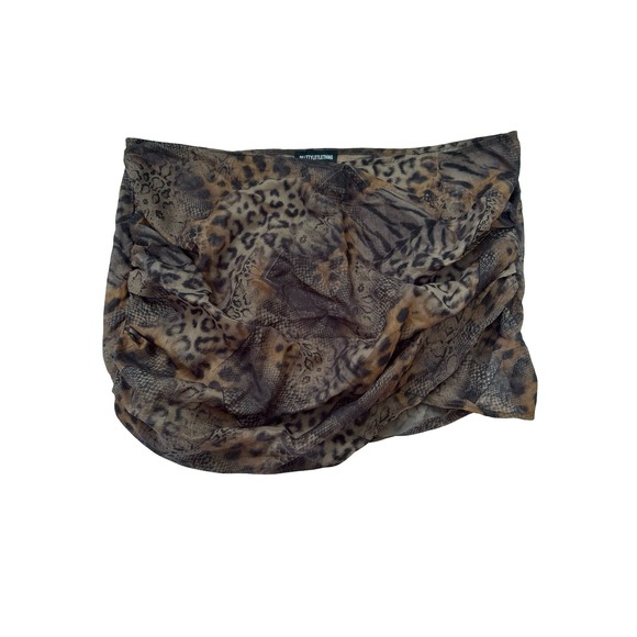 PrettyLittleThing Dresses & Skirts - PrettyLittleThing Leopard Print Chiffon Ruched Mini Skirt Brown Animal Print 16